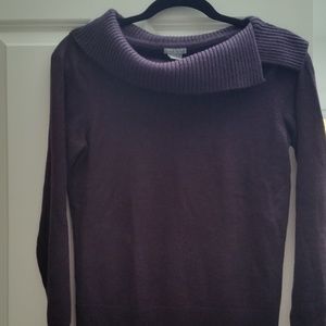 Ann Taylor Plum Cowlneck Sweater, Medium